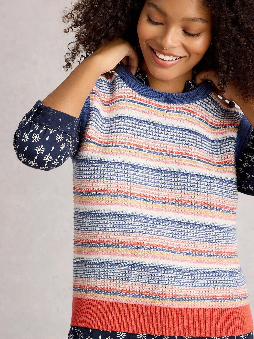 TARA TEXTURE TANK in BLUE MLT - LIFESTYLE