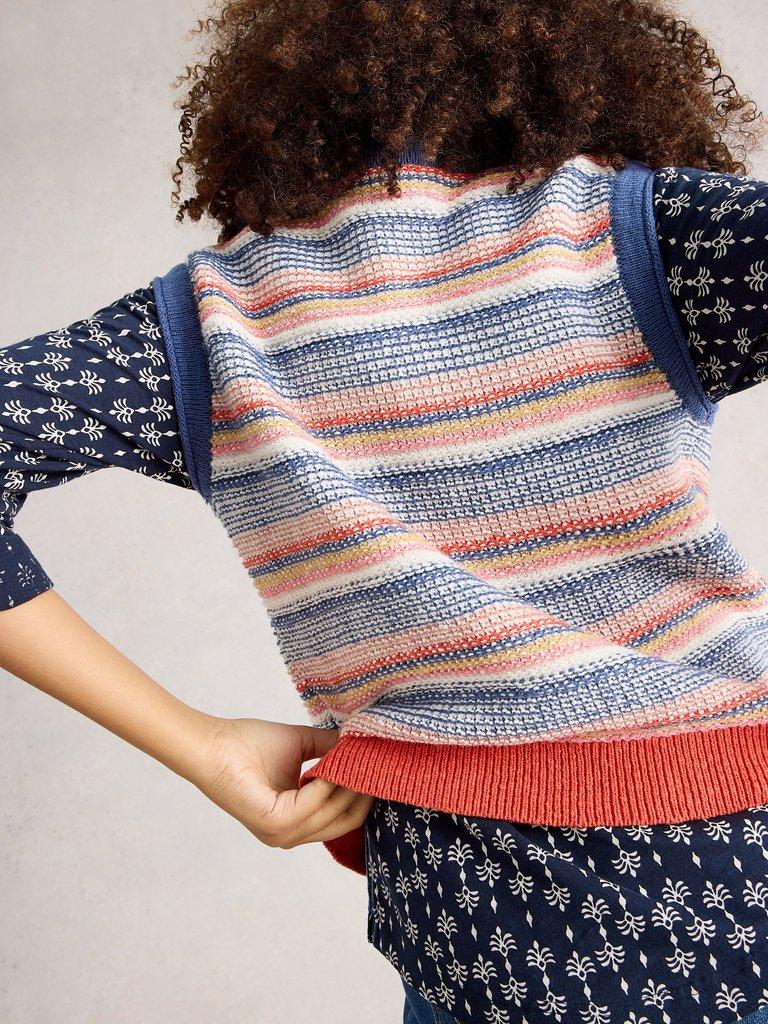TARA TEXTURE TANK in BLUE MLT - MODEL BACK