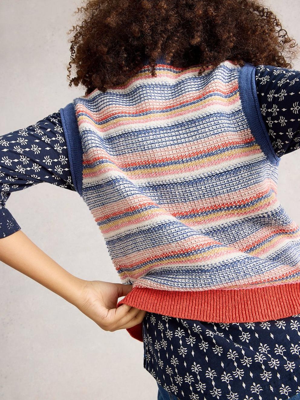TARA TEXTURE TANK in BLUE MLT - MODEL BACK