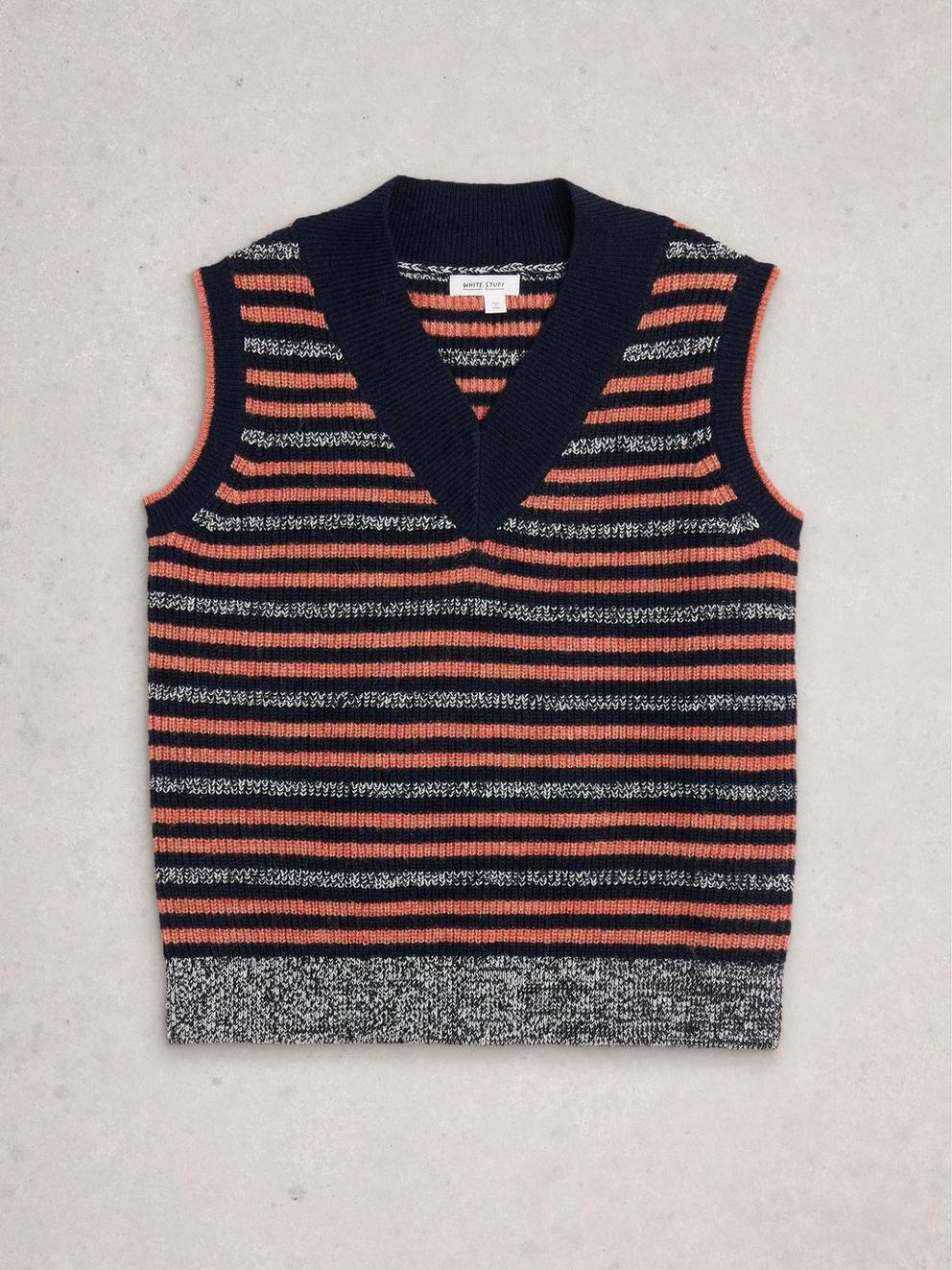MEG STRIPE TANK in NAVY MULTI - FLAT FRONT