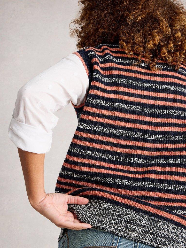 MEG STRIPE TANK in NAVY MULTI - MODEL BACK
