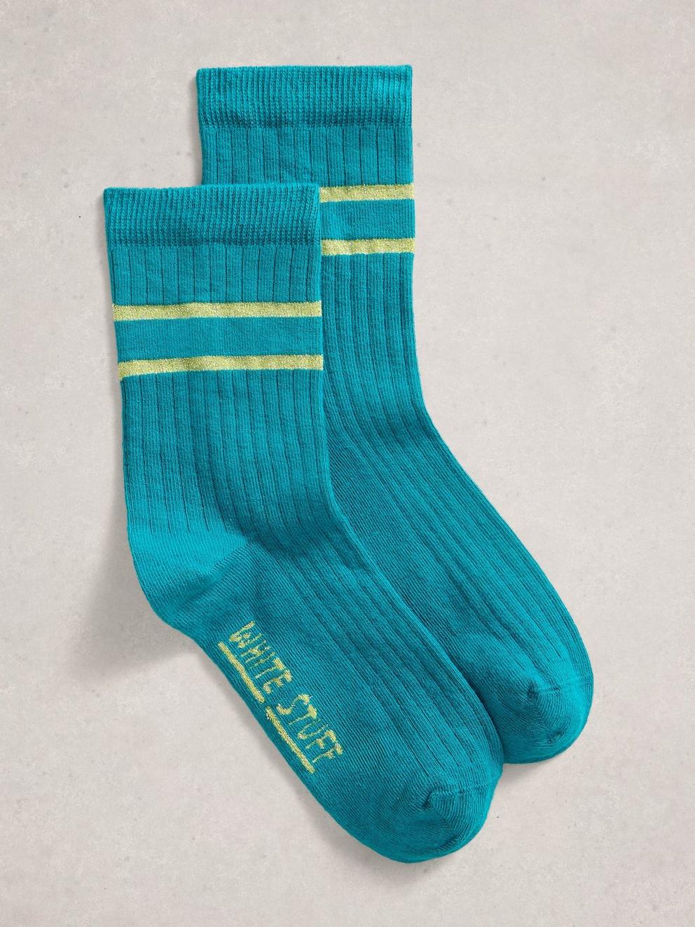 Textured Sparkle Sock in BRT BLUE - FLAT FRONT