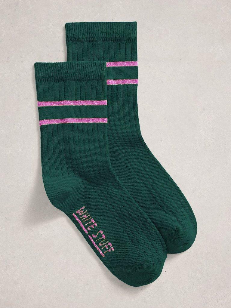 Textured Sparkle Sock in KHAKI GRN - FLAT FRONT