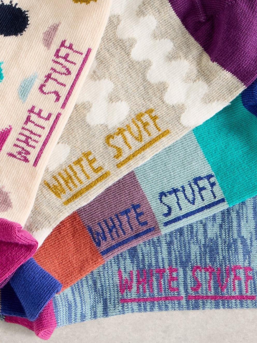 Hotch Potch Ankle 4PK Socks in NAT MLT - FLAT DETAIL