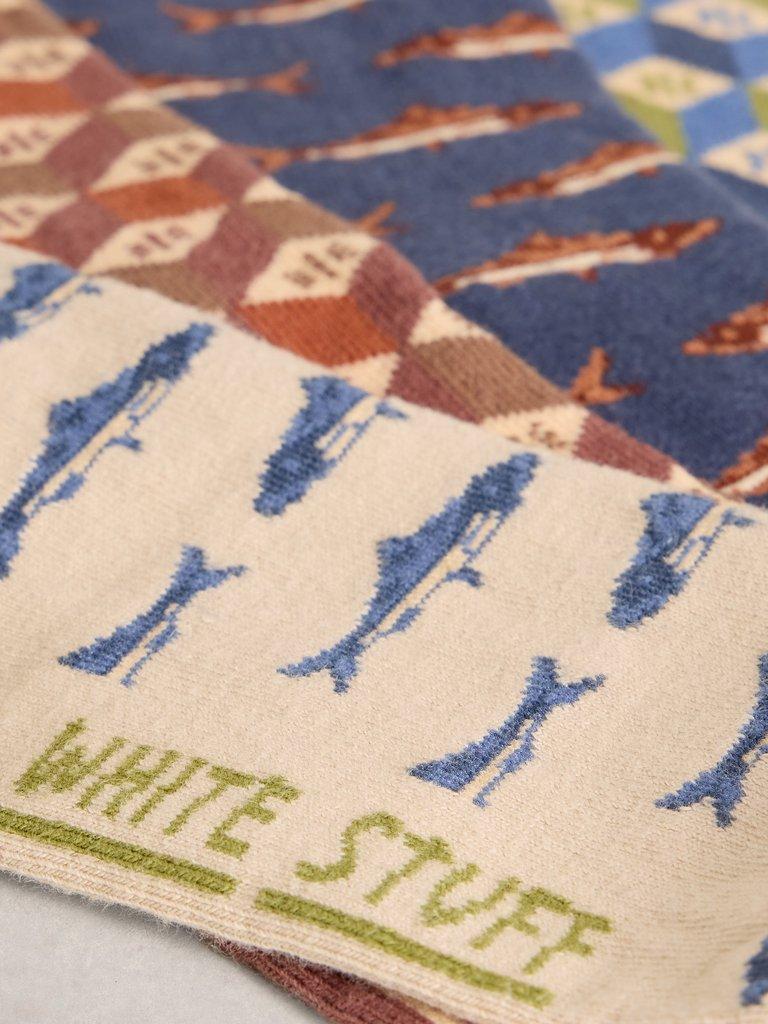 4PK Fish Pattern Ankle Socks in NAT MLT - FLAT DETAIL