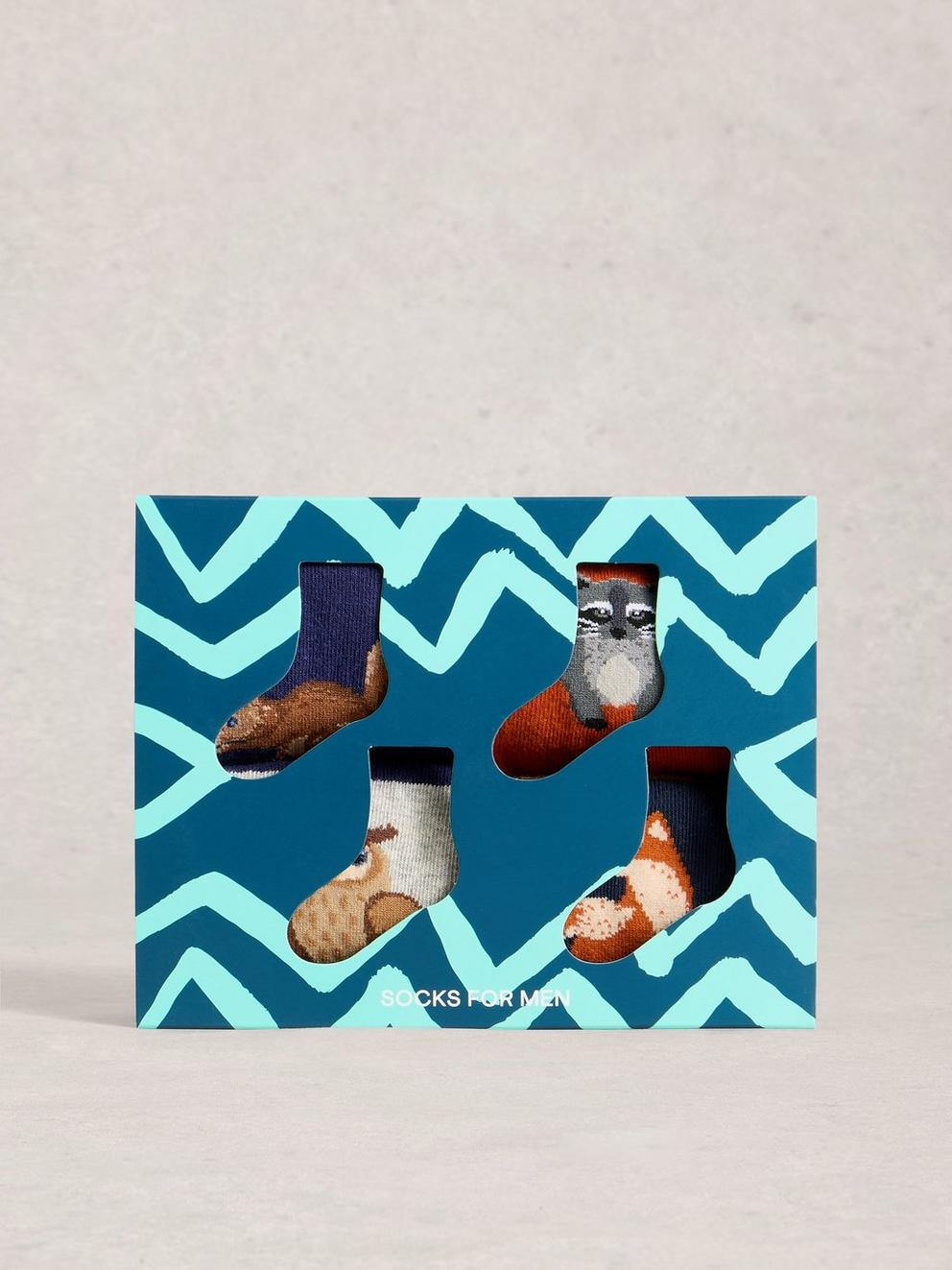 4PK Woodland Ankle Socks in NAVY MULTI - LIFESTYLE