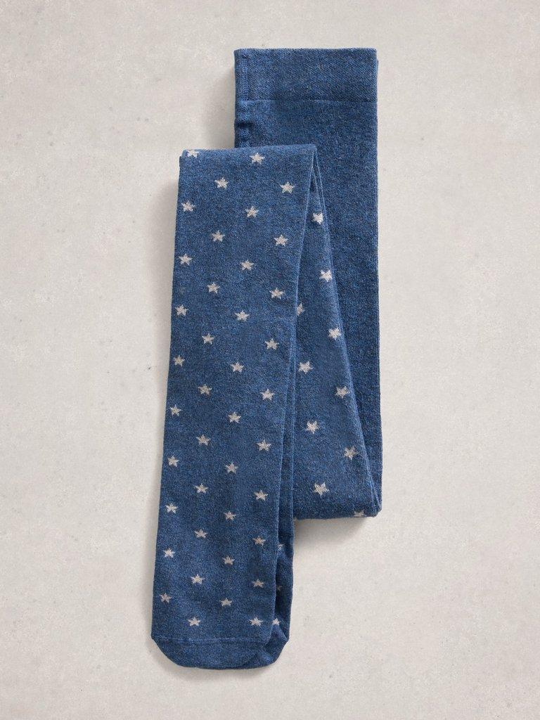 Star Cotton Tights in MID BLUE - FLAT DETAIL