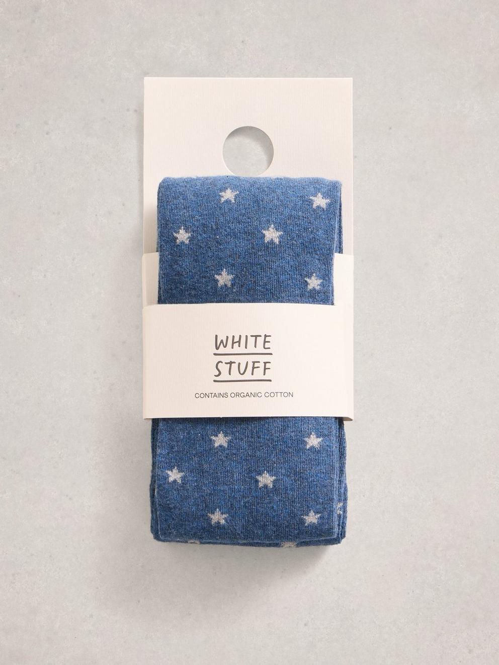 Star Cotton Tights in MID BLUE - FLAT FRONT