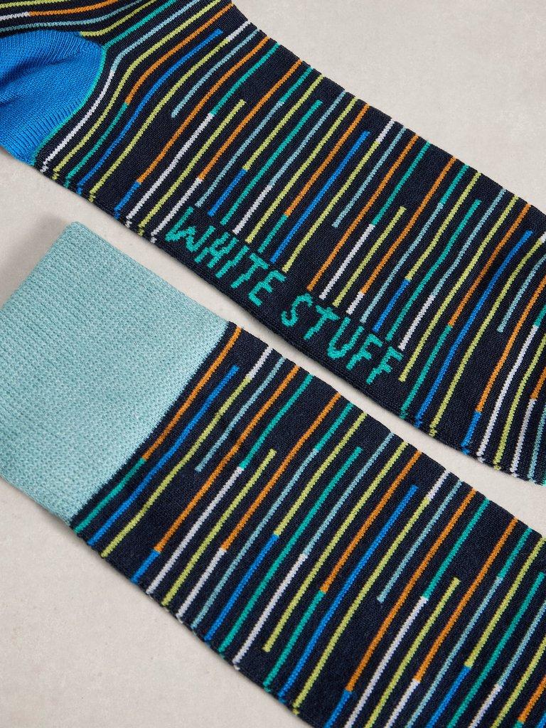 Patterned Ankle Sock in NAVY MULTI - FLAT DETAIL