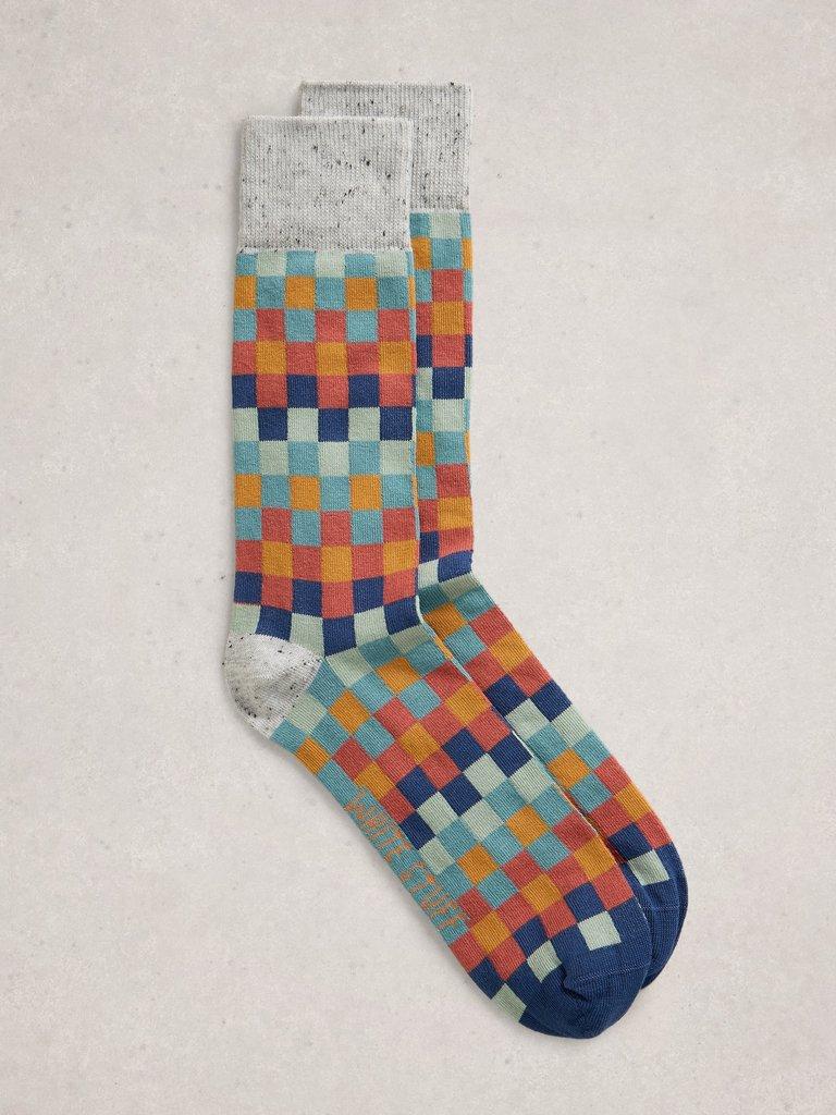 Patterned Ankle Sock in ORANGE MLT - FLAT FRONT