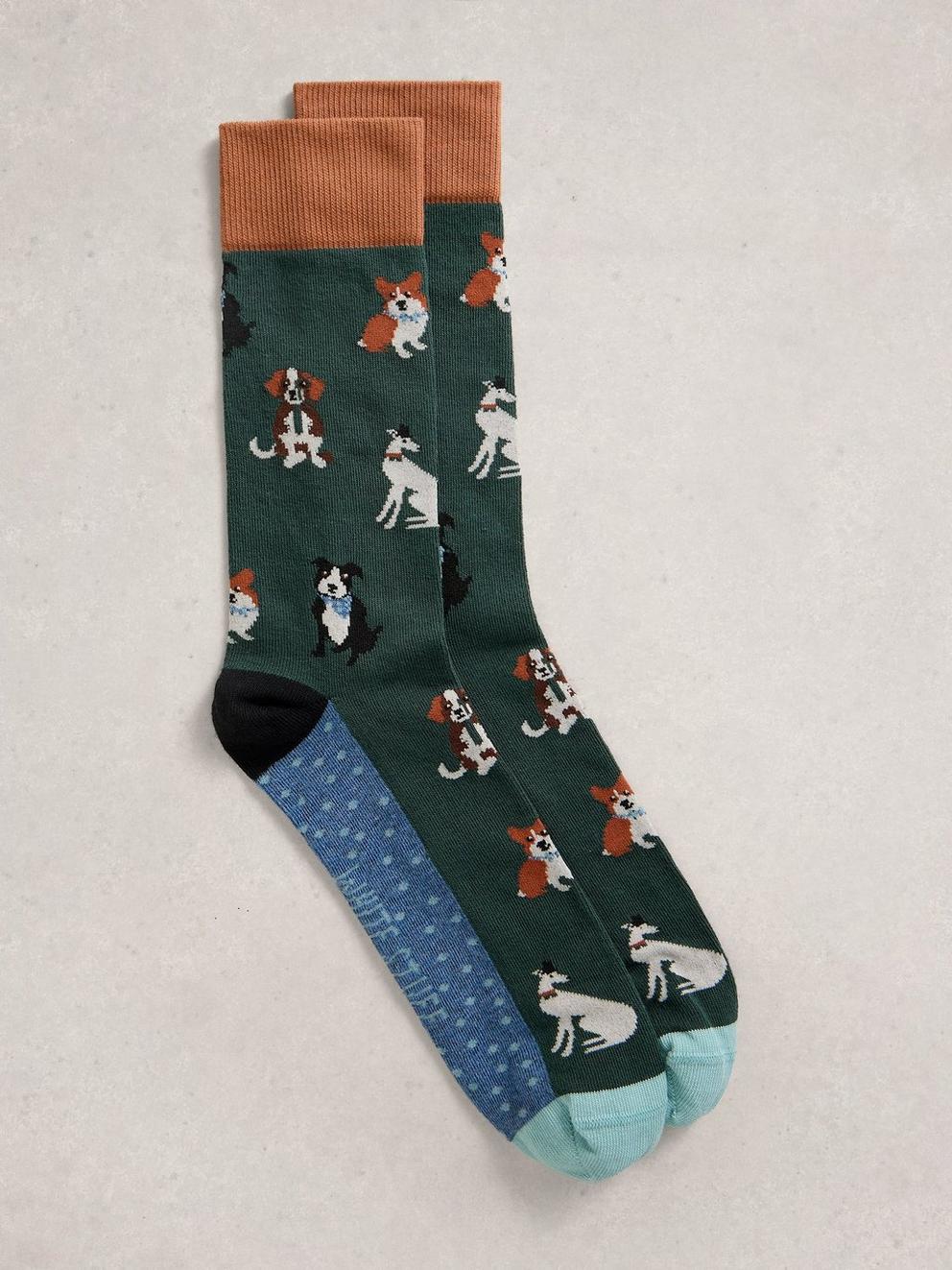 Novelty Ankle Sock in MID GREEN - FLAT FRONT
