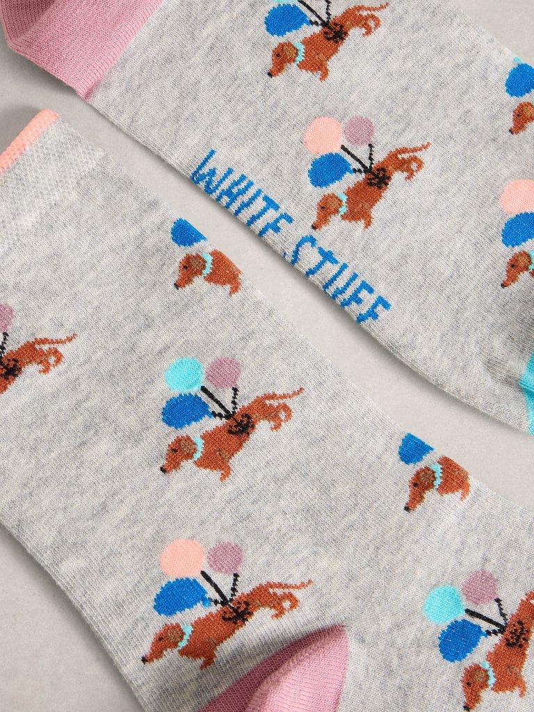 Womens Novelty Ankle Socks in LGT GREY - FLAT DETAIL
