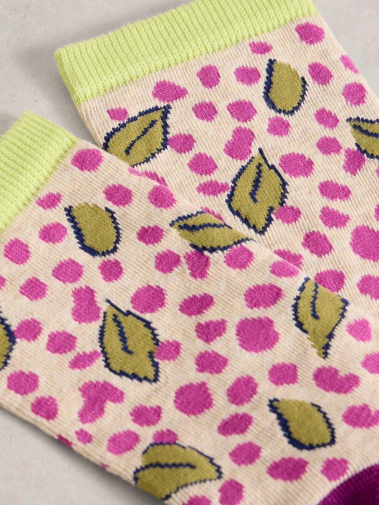 Floral Ankle Socks in NAT MLT - FLAT DETAIL