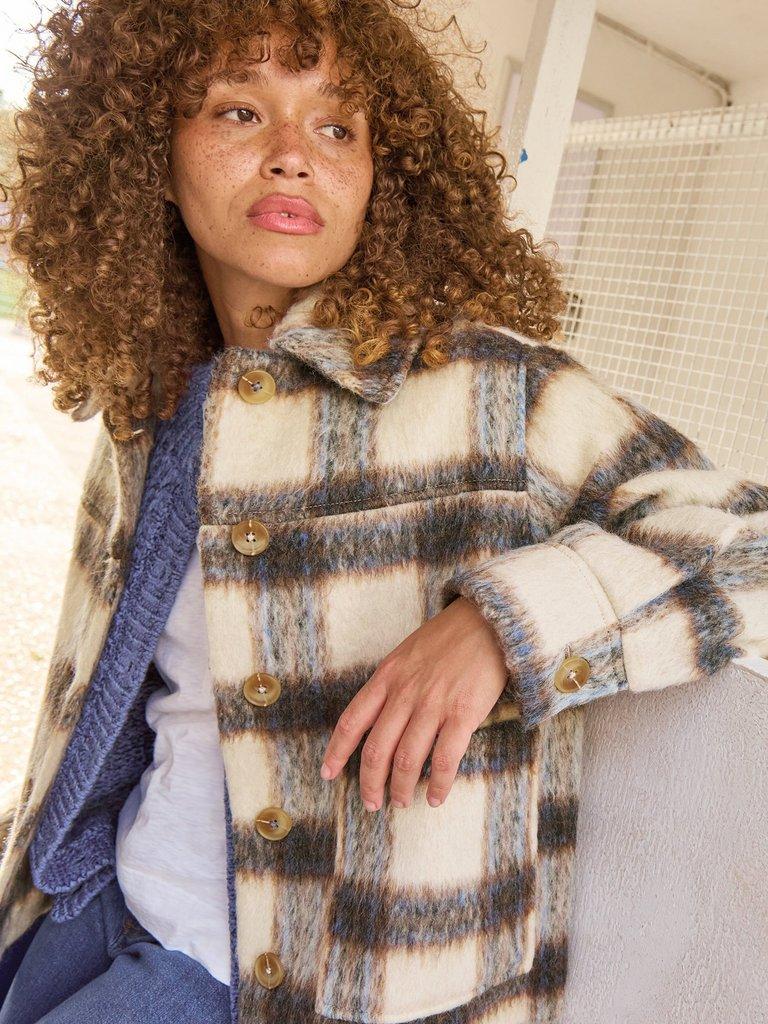 Alexa Check Wool Blend Jacket in BLUE MLT - MIXED