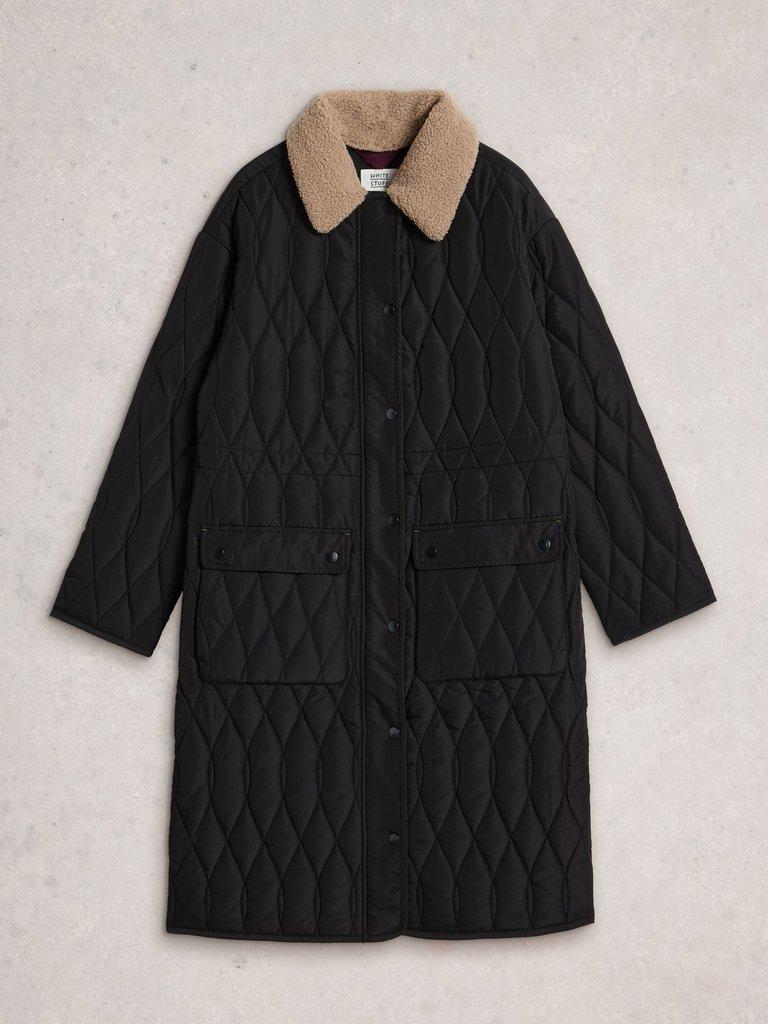 Nolan Quilted Coat in PURE BLK - FLAT FRONT