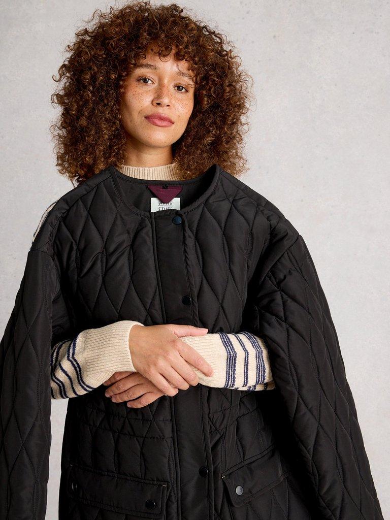 Nolan Quilted Coat in PURE BLK - LIFESTYLE