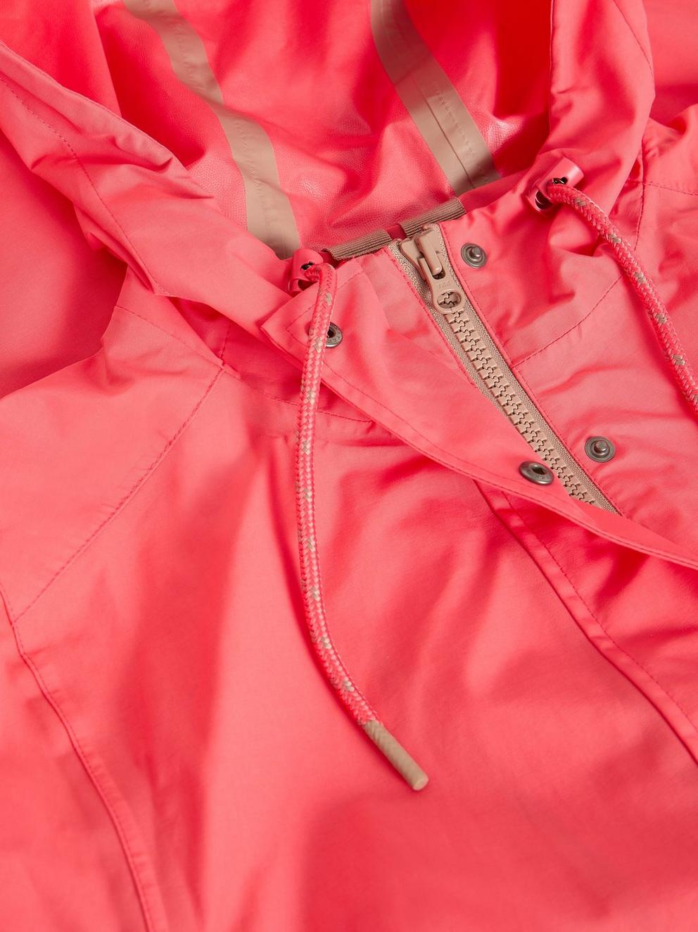 Willow Waterproof Coat in MID PINK - FLAT DETAIL