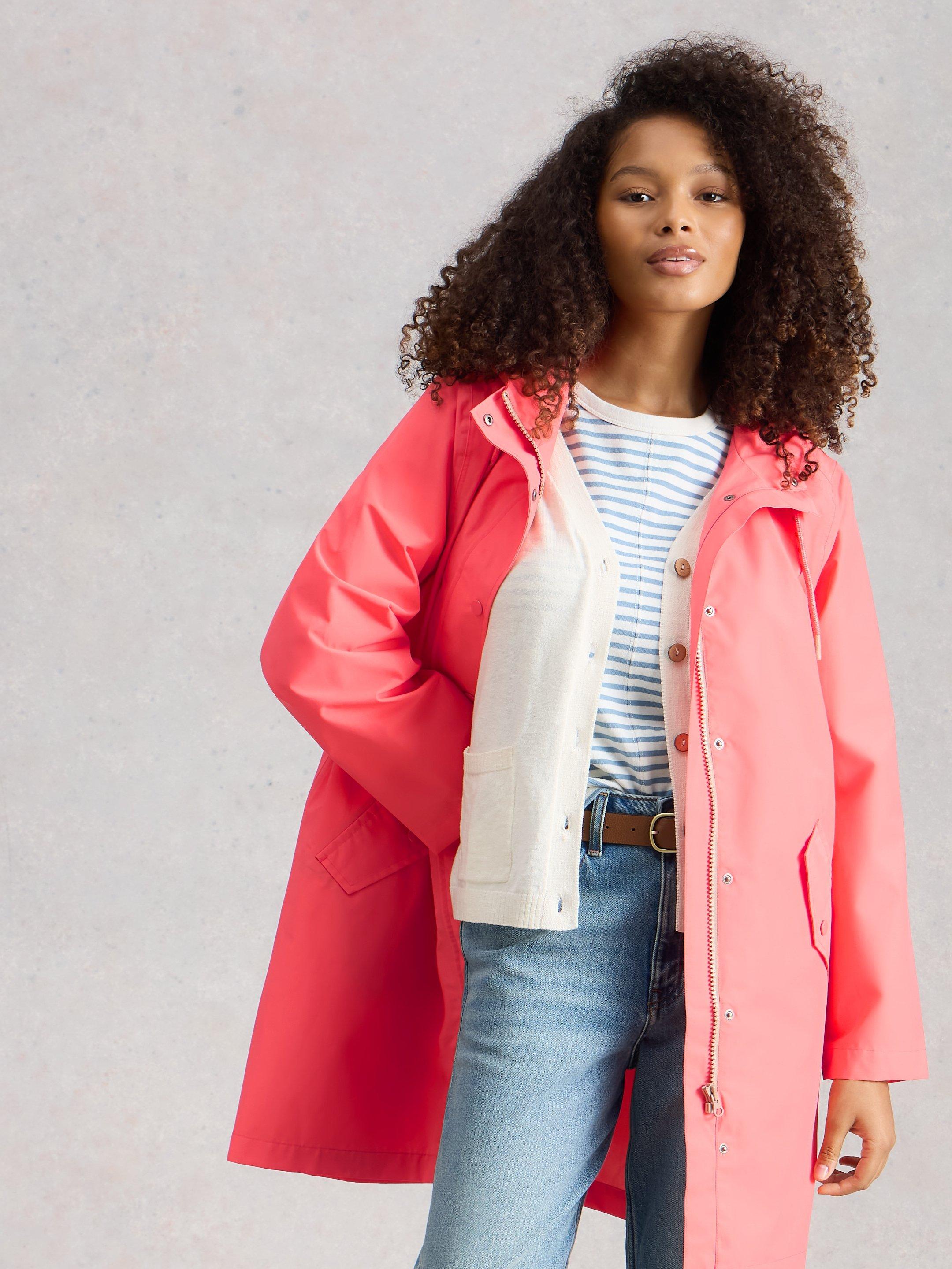 ジャケット・アウター deres Willow feather spring coat Willow Waterproof Coat in MID PINK | White Stuff