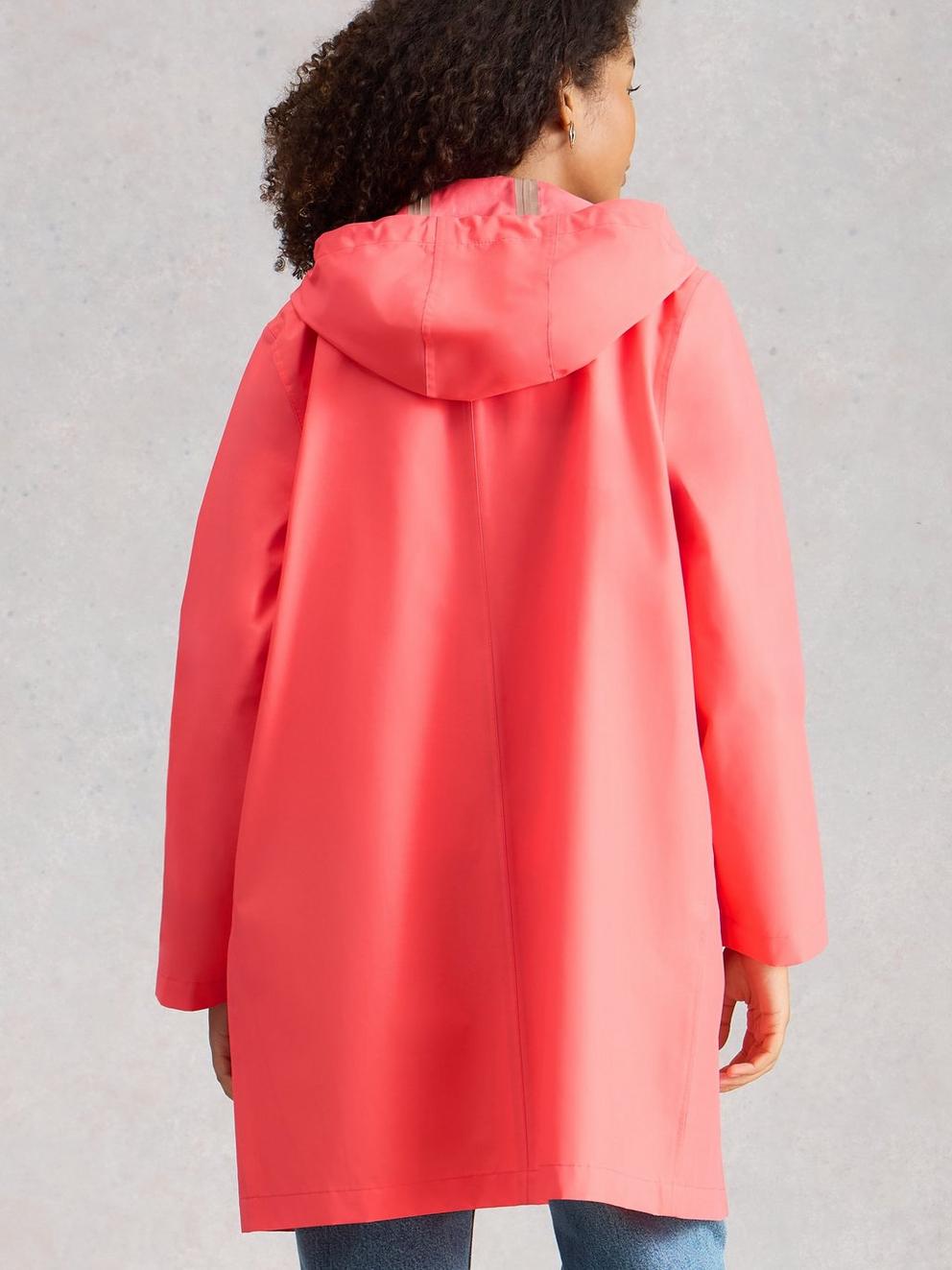 Willow Waterproof Coat in MID PINK - MODEL BACK