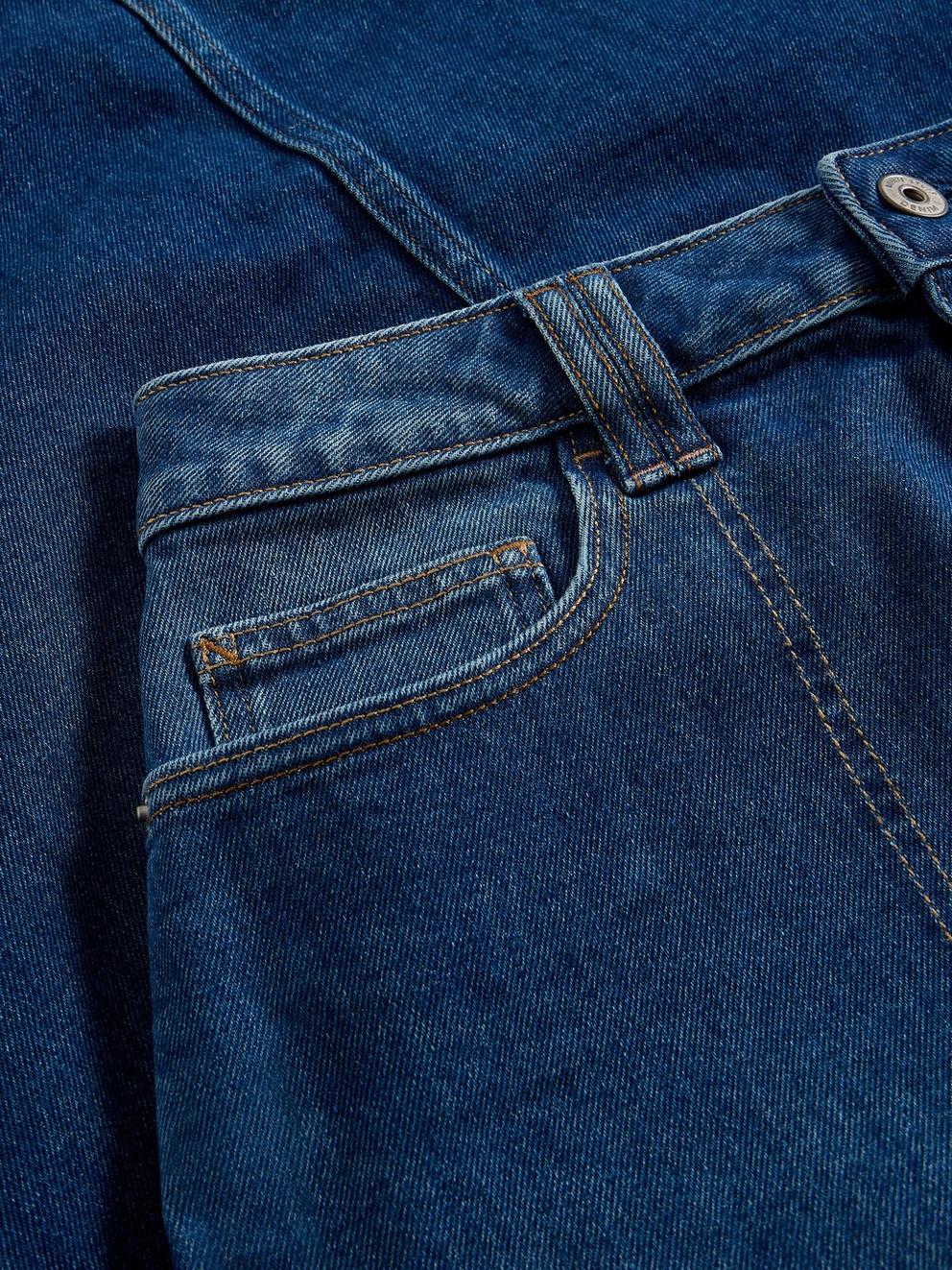 Tia Denim Midi Skirt in MID DENIM - FLAT DETAIL