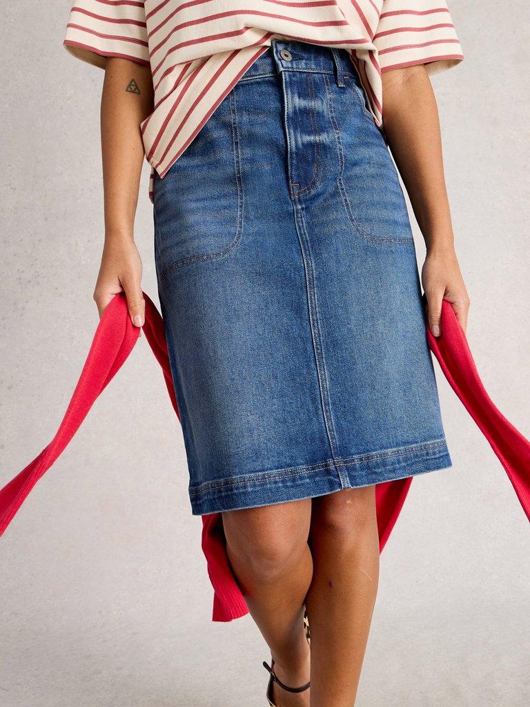 Tia Denim Skirt in MID DENIM - LIFESTYLE