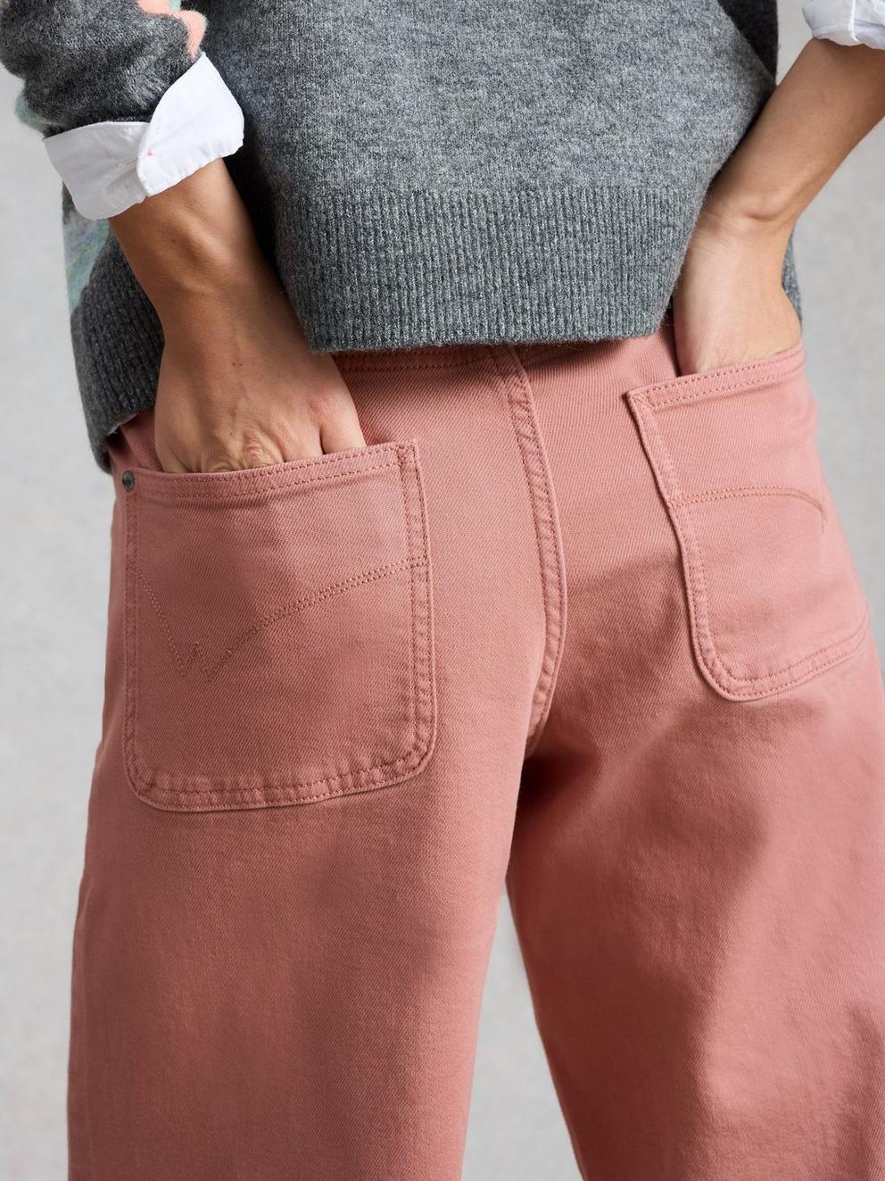 Crop Tia Wide Leg Jean in DUS PINK - MODEL DETAIL