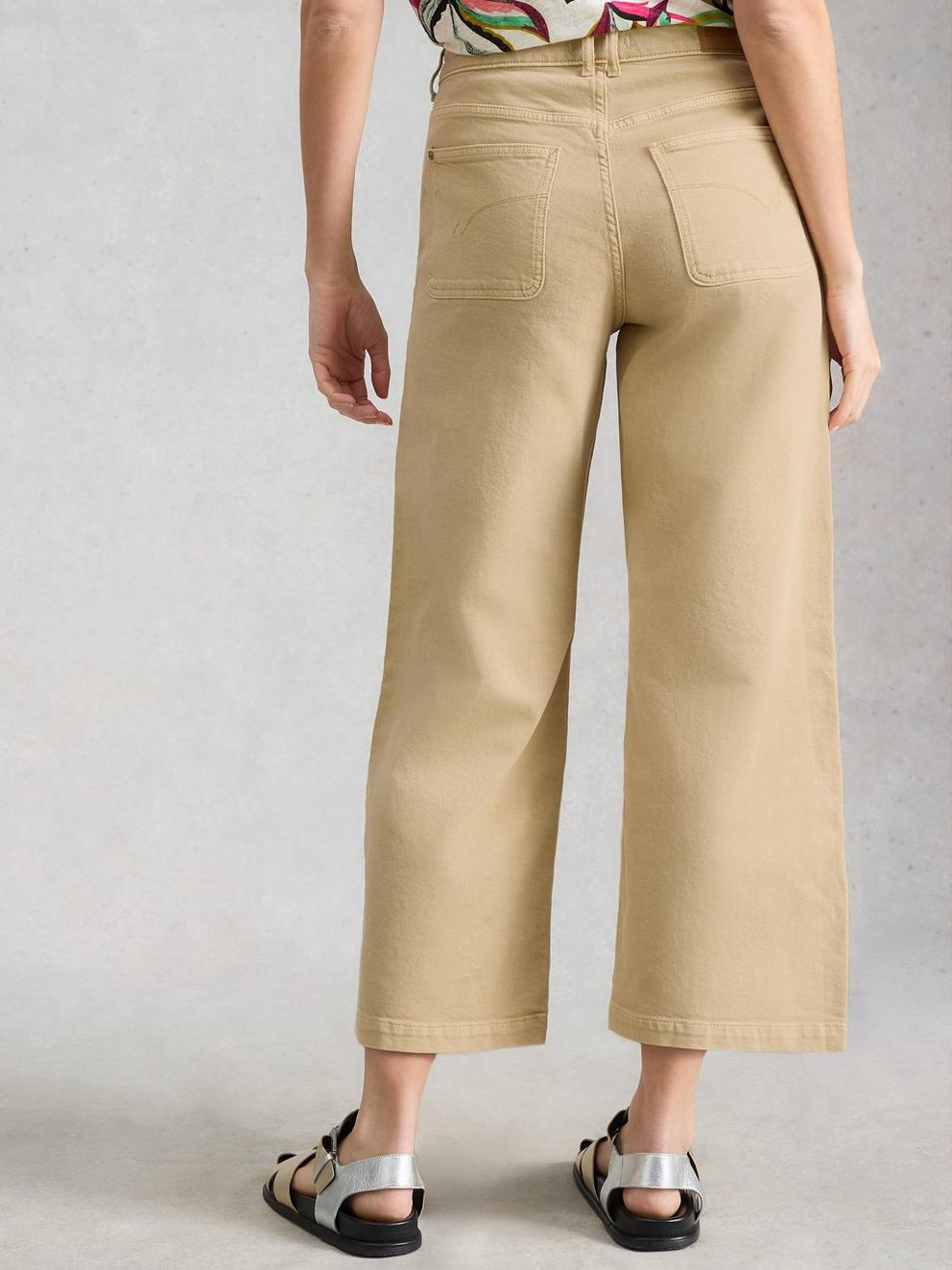 Crop Tia Wide Leg Jean in LGT GREEN - MODEL BACK