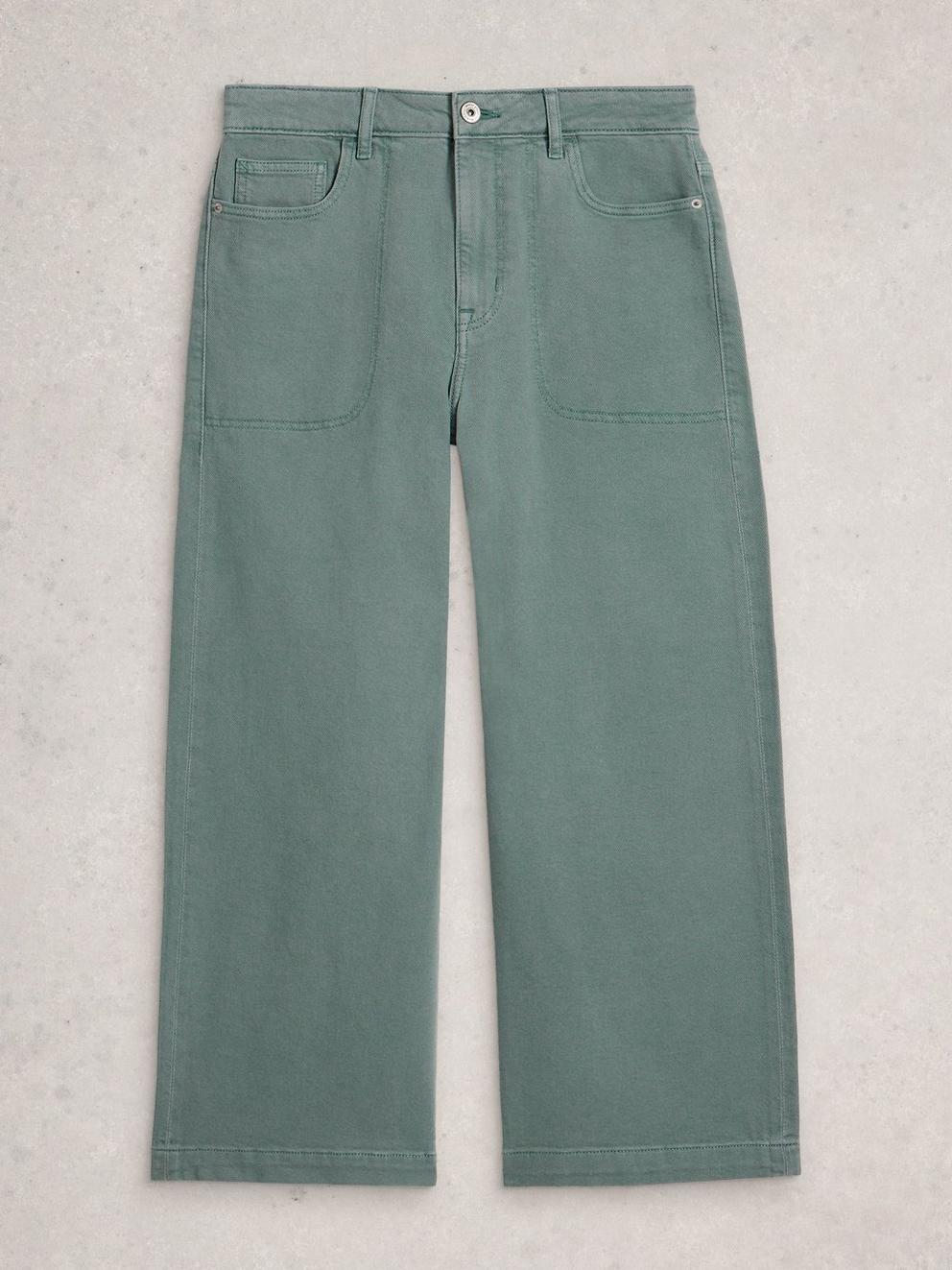 Crop Tia Wide Leg Jean in MID BLUE - FLAT FRONT