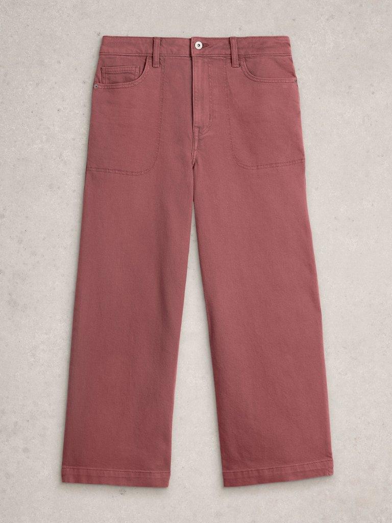 Crop Tia Wide Leg Jean in MID PINK - FLAT FRONT