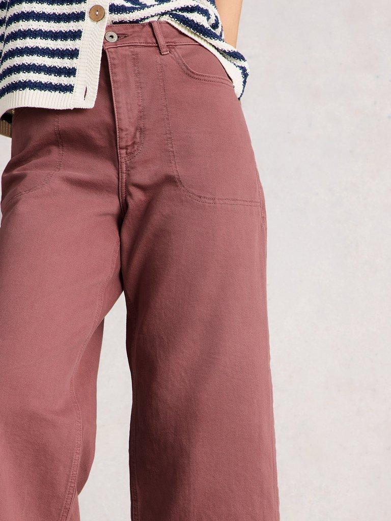 Crop Tia Wide Leg Jean in MID PINK - MODEL DETAIL