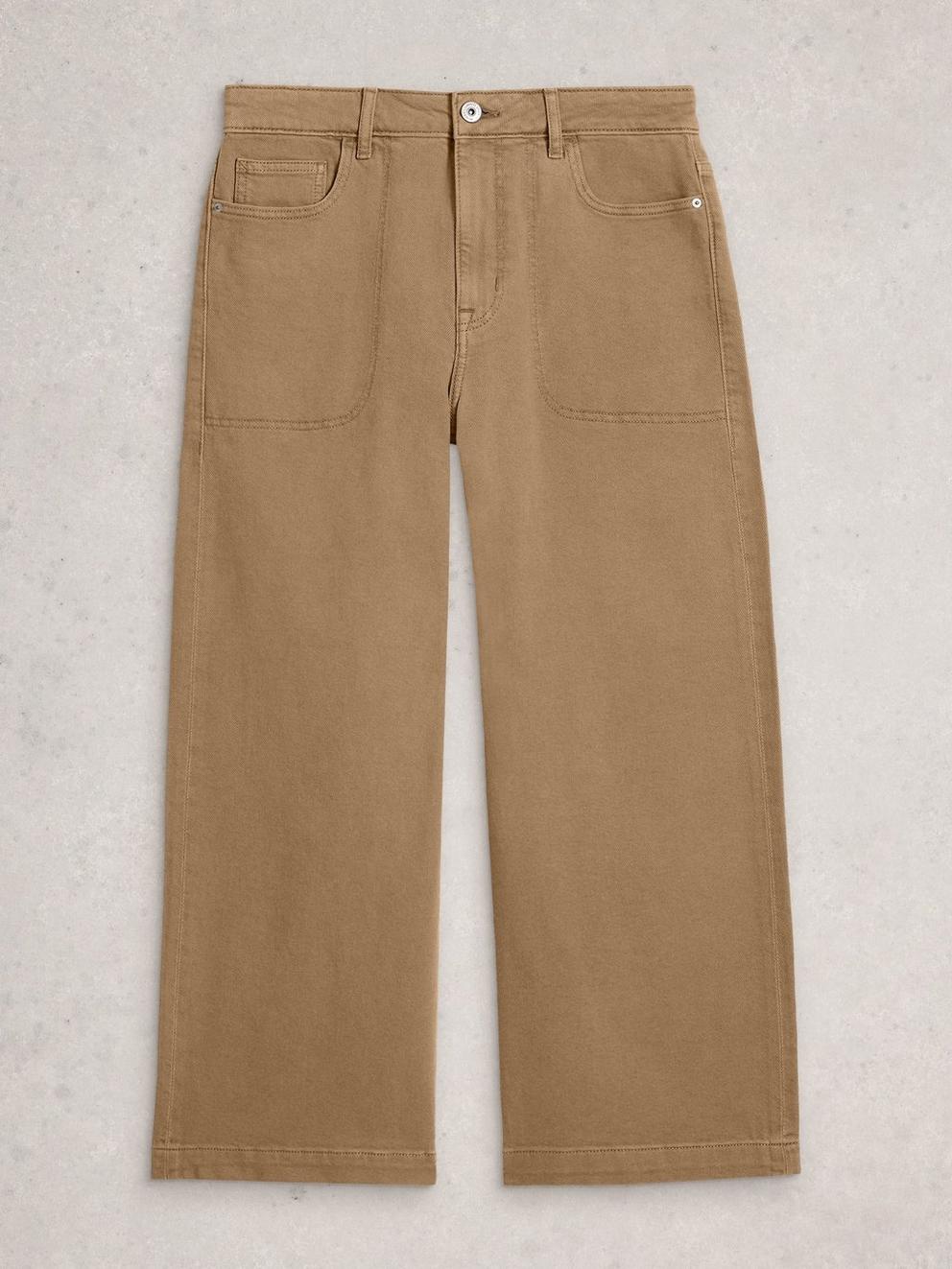 Crop Tia Wide Leg Jean in MID TAN - FLAT FRONT