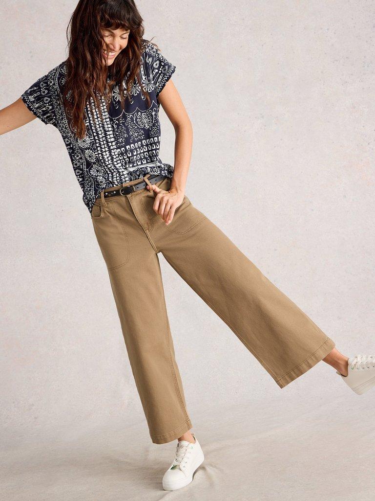 Crop Tia Wide Leg Jean in MID TAN - LIFESTYLE