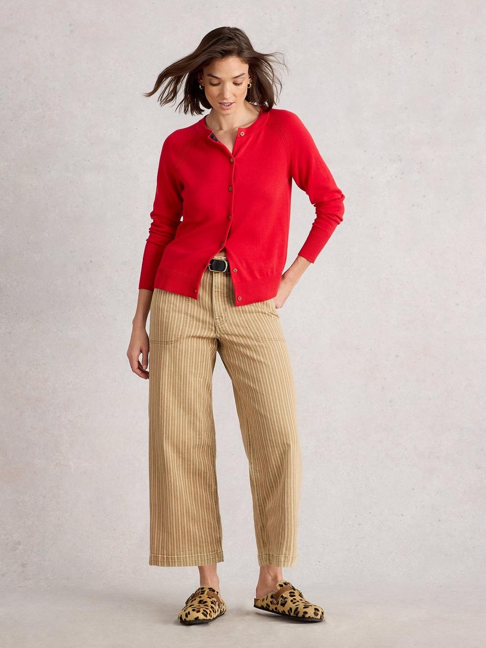 Tia Wide Cropped Leg Jean in CHART MLT - MODEL FRONT