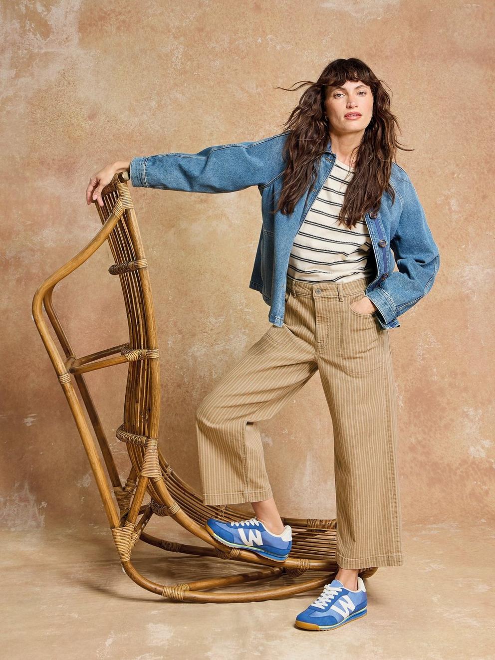 Tia Wide Cropped Leg Jean in CHART MLT - MIXED