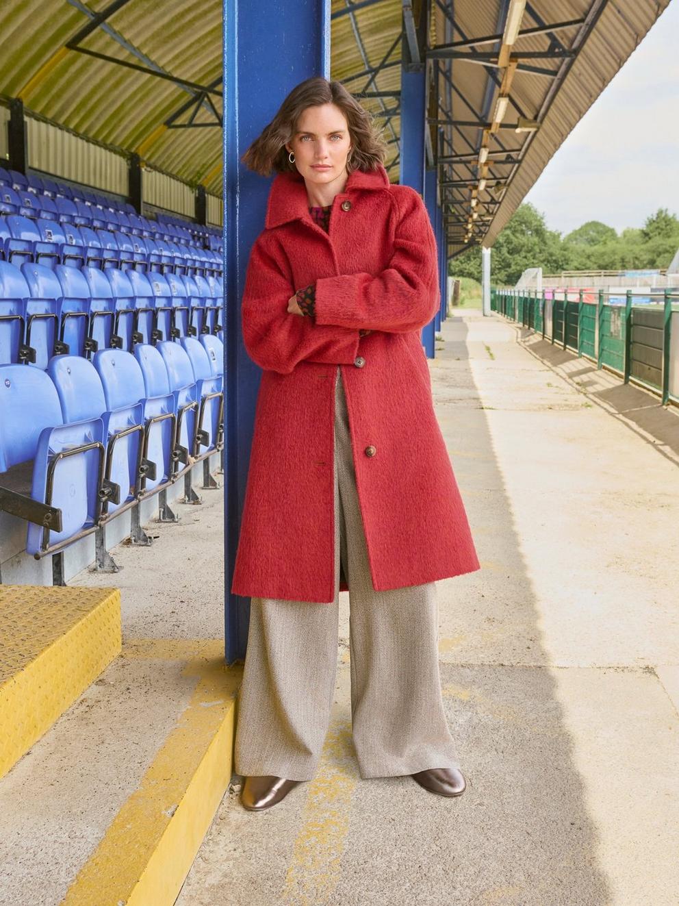 Kelsey Wool Blend Coat in BRT RED - MIXED