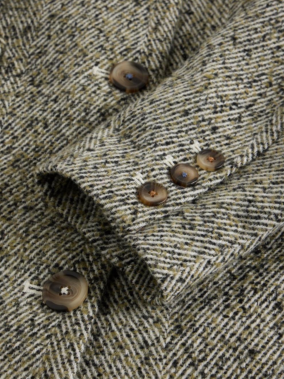 Karla Tweed Wool Blend Coat in GREY MLT - FLAT DETAIL