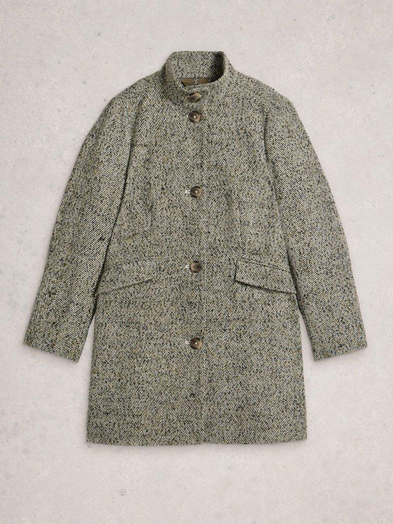 Karla Tweed Wool Blend Coat in GREY MLT - FLAT FRONT