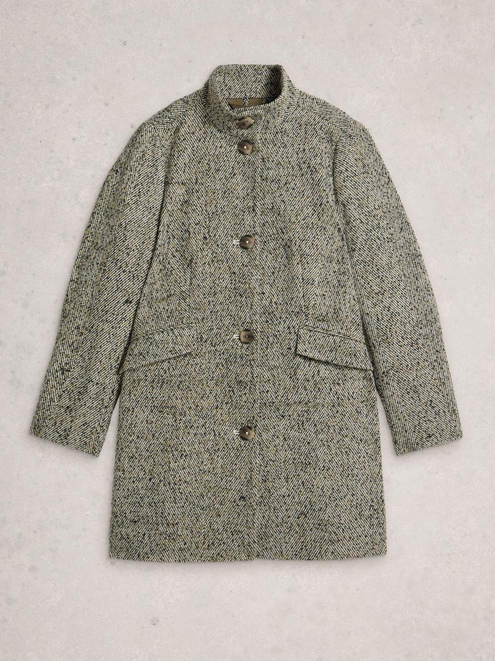 Karla Tweed Wool Blend Coat in GREY MLT - FLAT FRONT
