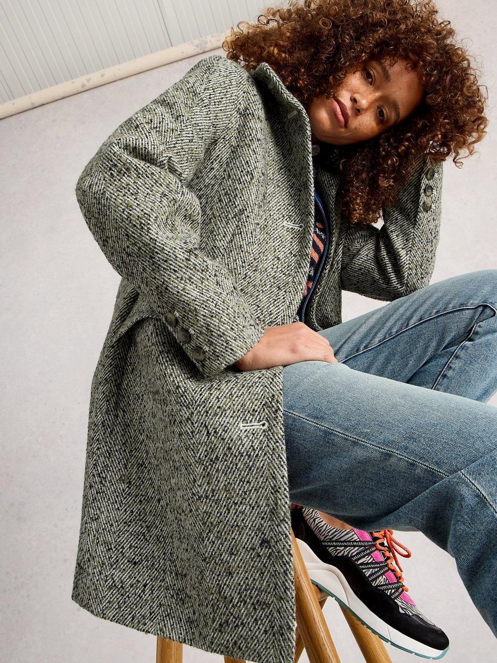 Karla Tweed Wool Blend Coat in GREY MLT - LIFESTYLE