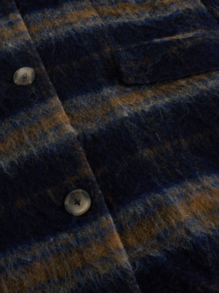 Karla Check Wool Blend Coat in BLUE MLT - FLAT DETAIL