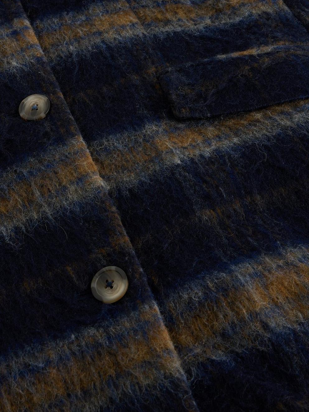 Karla Check Wool Blend Coat in BLUE MLT - FLAT DETAIL