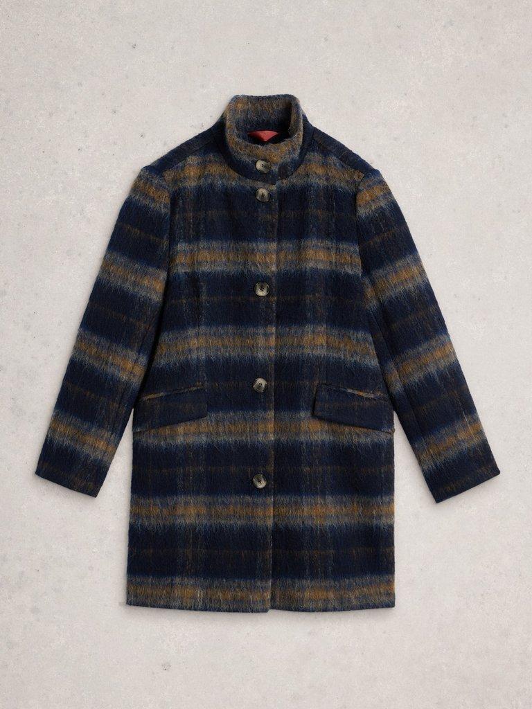 Karla Check Wool Blend Coat in BLUE MLT - FLAT FRONT