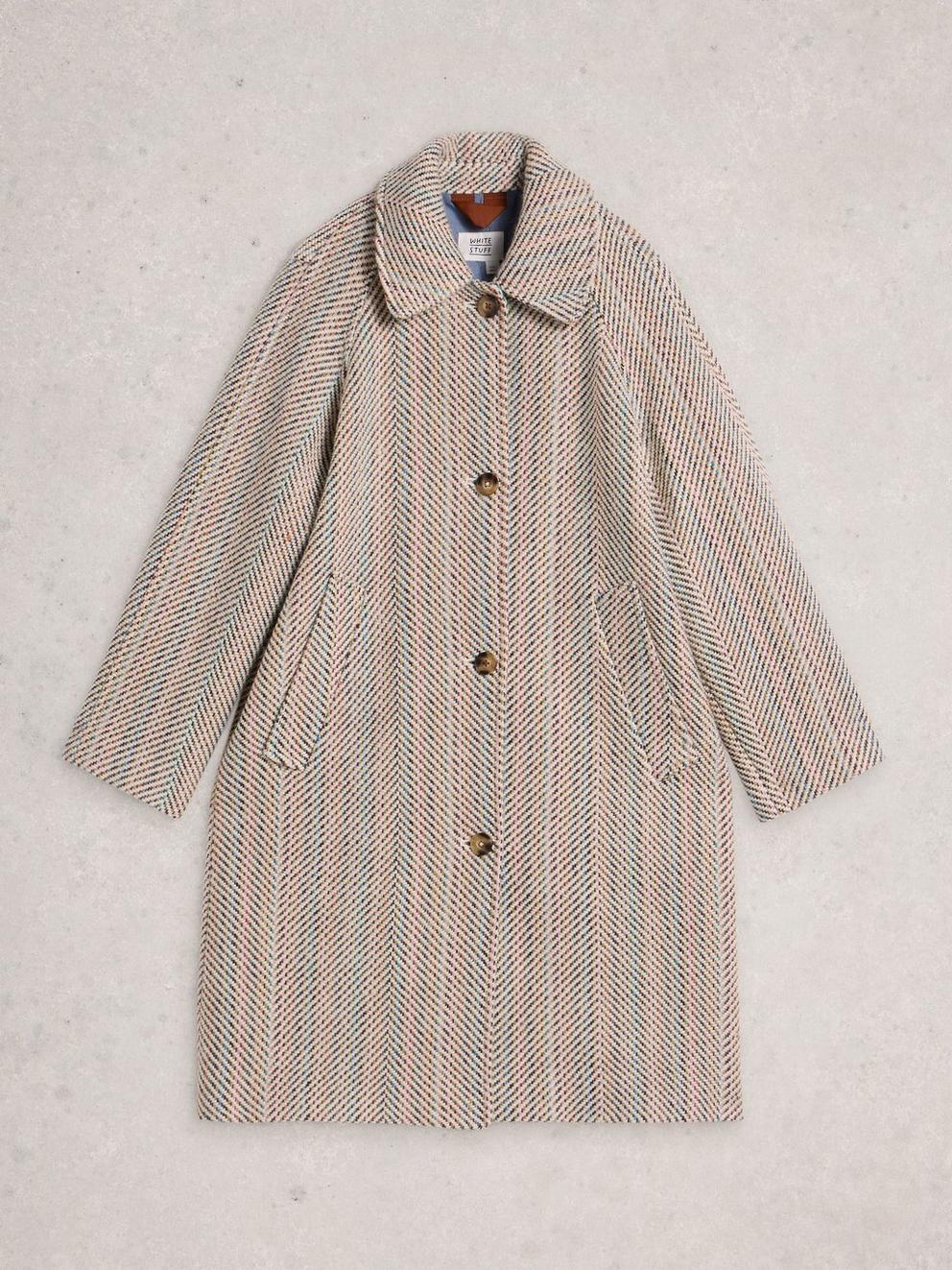 Kelsey Texture Wool Blend Coat in IVORY MLT - FLAT FRONT