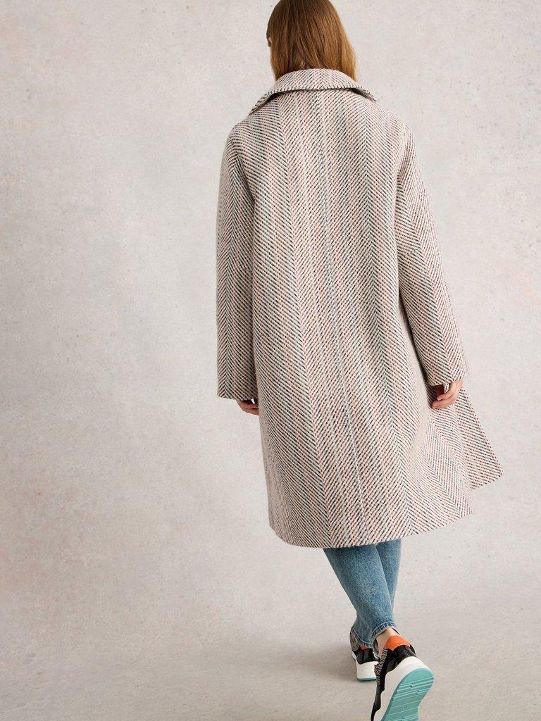 Kelsey Texture Wool Blend Coat in IVORY MLT - MODEL BACK