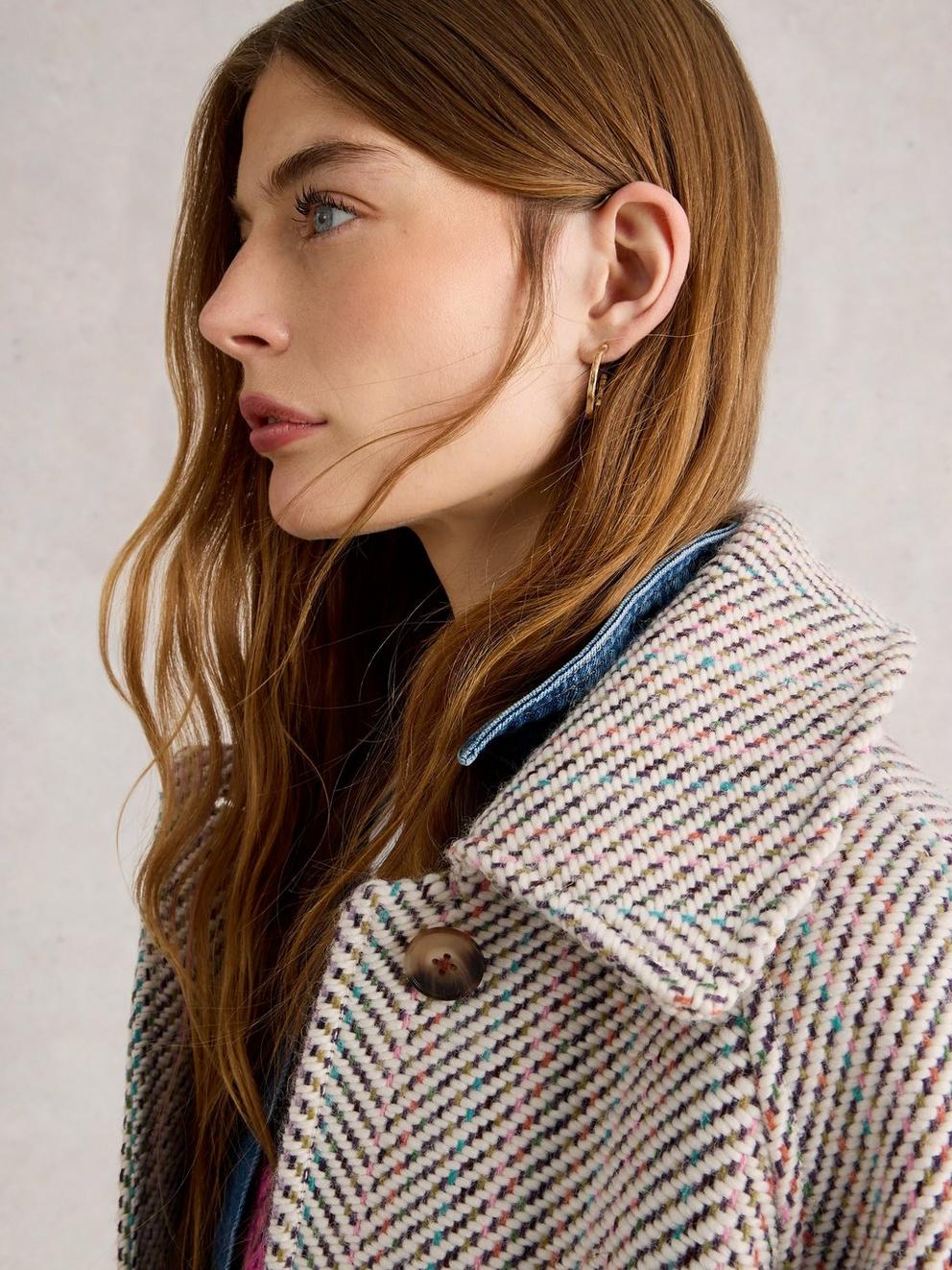 Kelsey Texture Wool Blend Coat in IVORY MLT - MODEL DETAIL