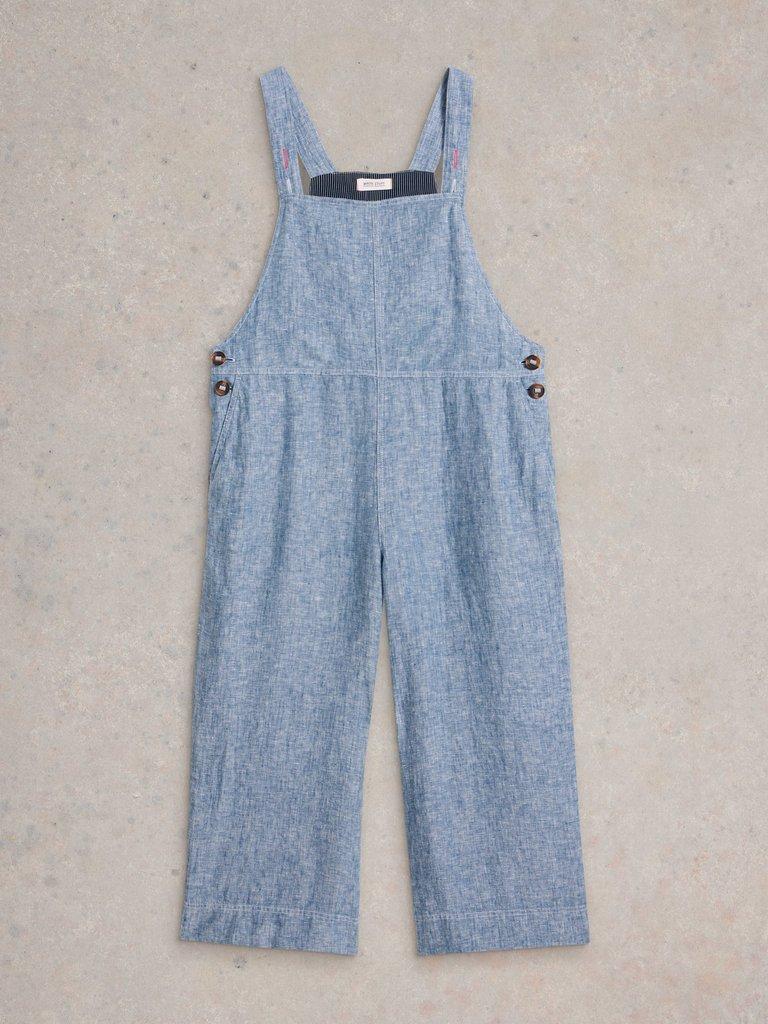 Vivian Linen Dungaree in CHAMB BLUE - FLAT FRONT