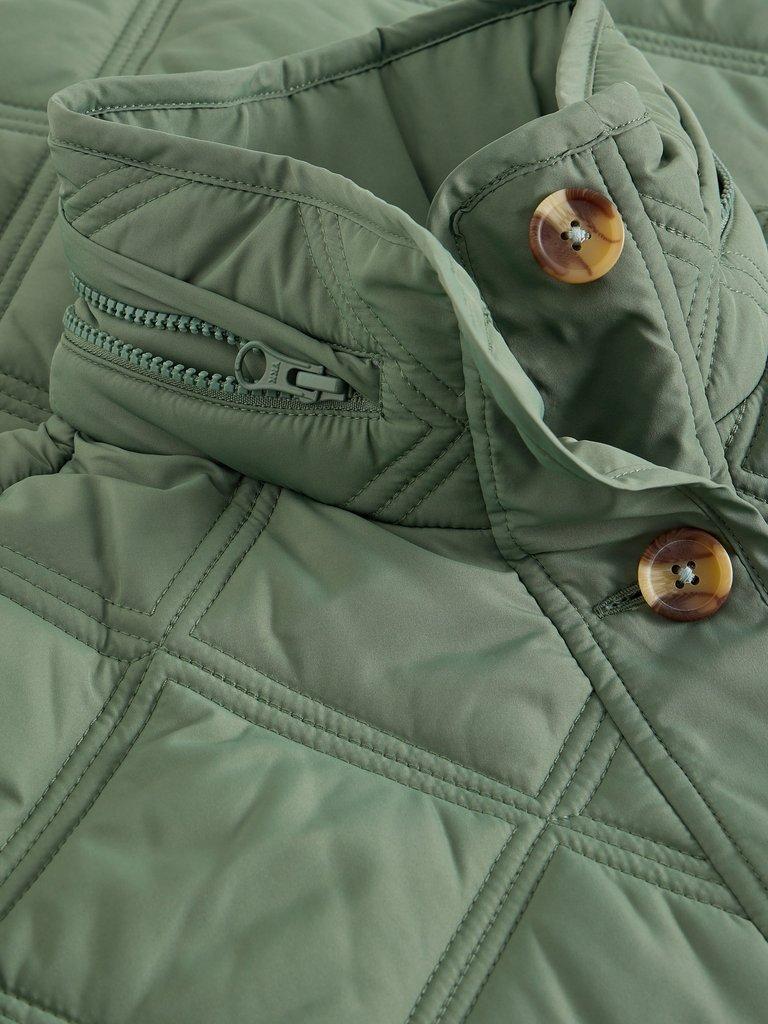 Edie Quilted Coat in DUS GREEN - FLAT DETAIL