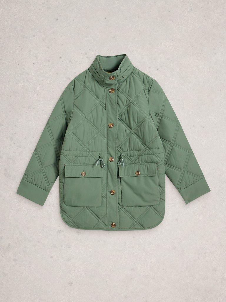 Edie Quilted Coat in DUS GREEN - FLAT FRONT