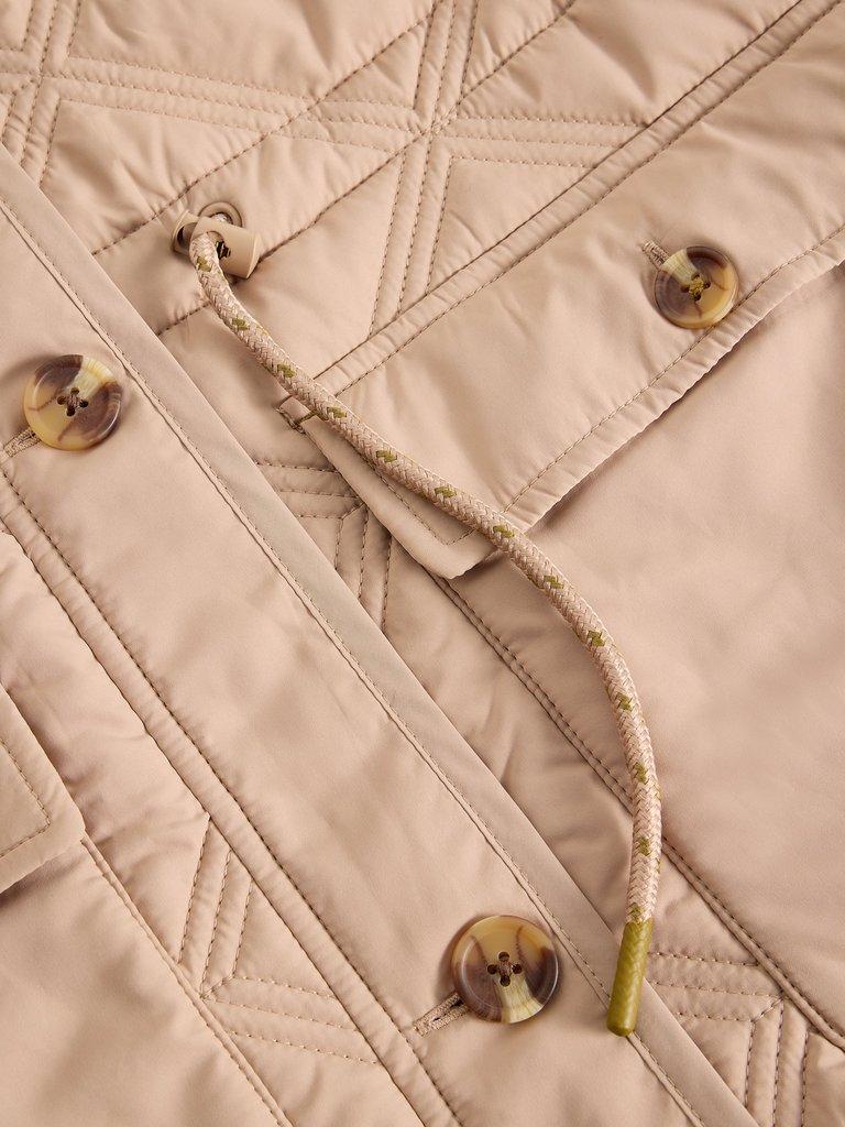 Edie Quilted Coat in LGT NAT - FLAT DETAIL