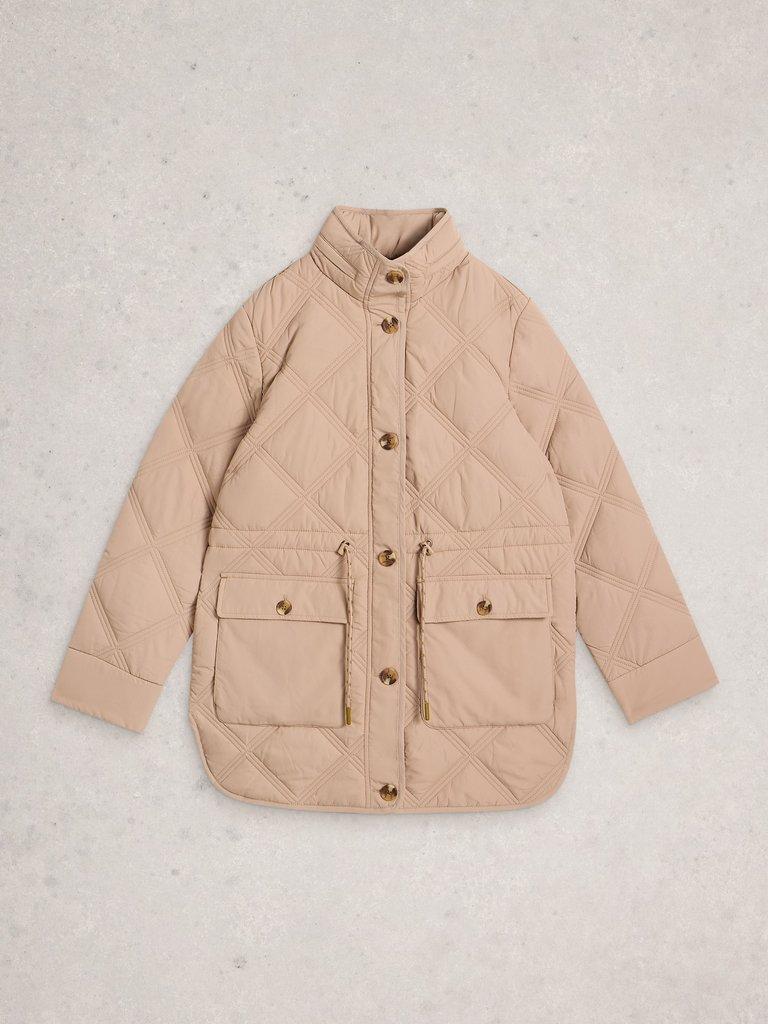 Edie Quilted Coat in LGT NAT - FLAT FRONT